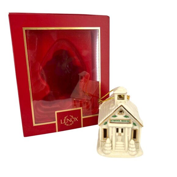 Lenox Christmas Village Schoolhouse Lit Ornament 3.5" Porcelain NIB - Picture 2 of 11